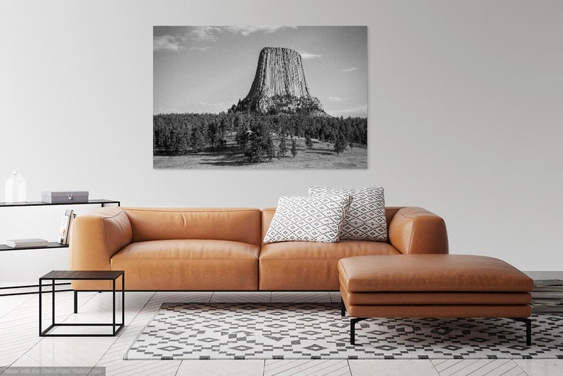 Devils Tower / Black Hills / Wyoming / Devil's Tower / National Monument / National Park / Butte / Home Decor / Wyoming Print / BW / Art image 5