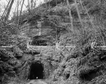Nada Tunnel Photograph, Red River Gorge, Kentucky, Black and White