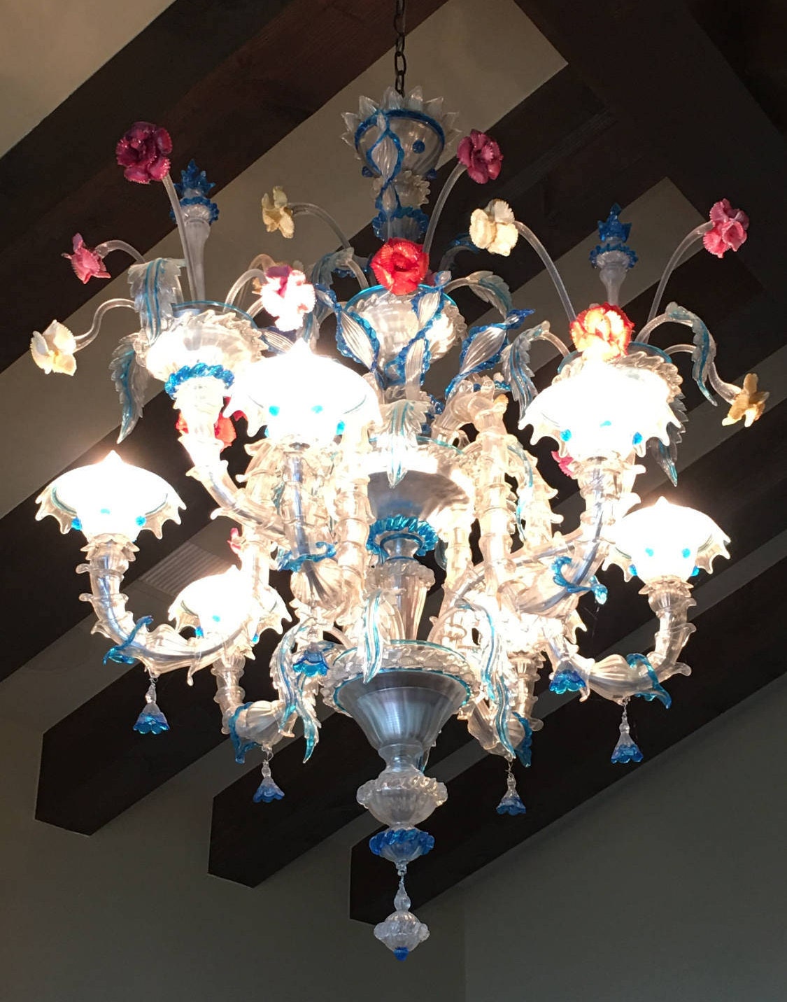 Hand Blown Glass Chandelier From Venice Murano Italy Etsy
