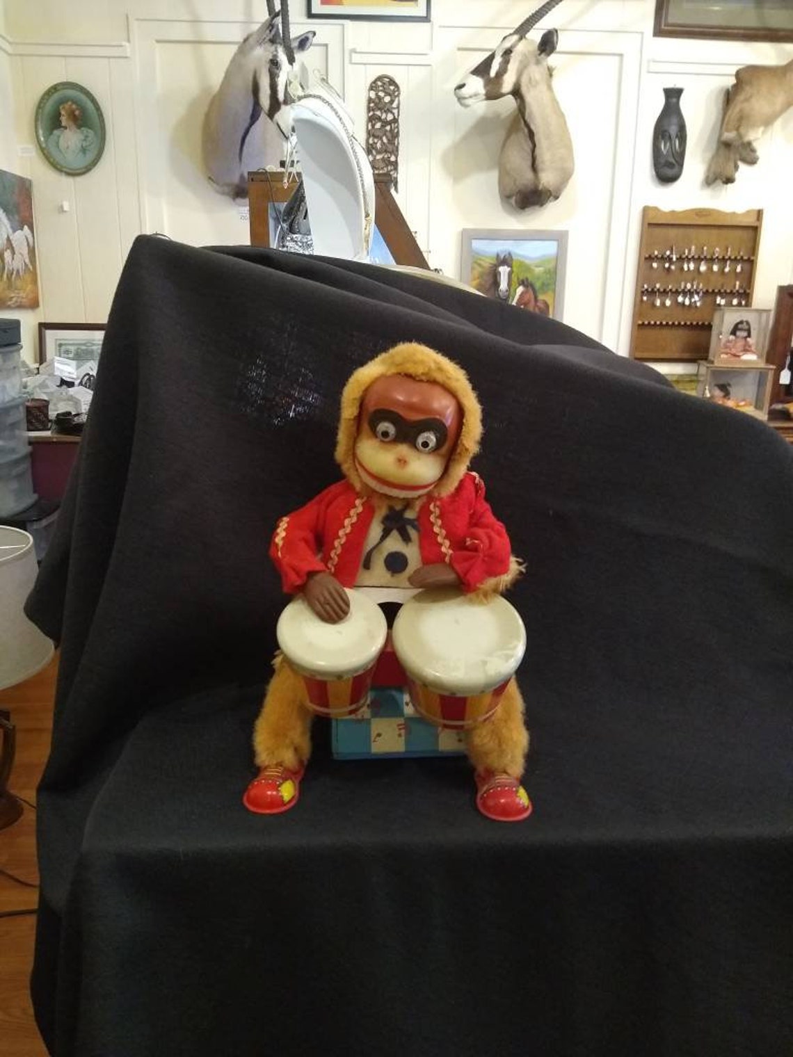 1960s Alps Battery Operated Bongo Monkey Etsy