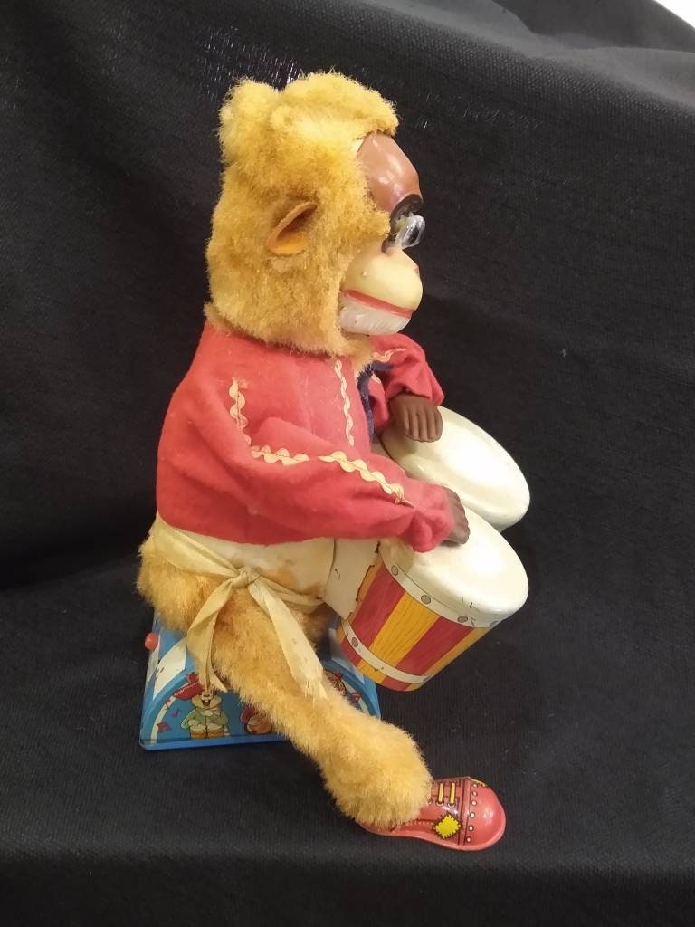 1960s Alps Battery Operated Bongo Monkey Etsy