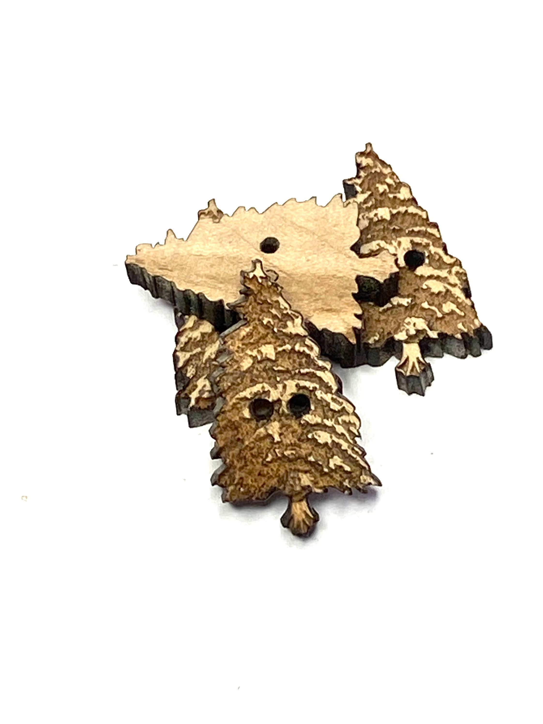 Pine Tree Buttons Pine Tree, Wooden Button, Package of 6 - Etsy