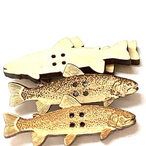 Trout Button 6 pack, Decorative.