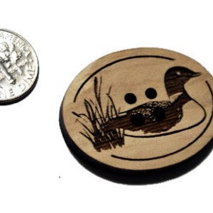 Loon Button, 5 pack.  Wooden Button, Minnesota State Bird,  Set of 5 buttons