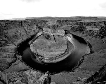 Black and White, Horseshoe Bend, Arizona Desert, printable art, digital print, art print, home decor, wall art, desert photography, photo
