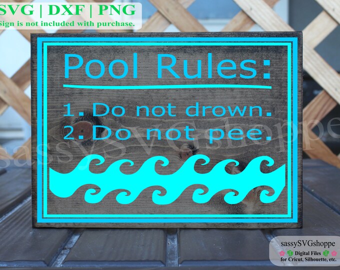Laser SVG Cut File, Pool Rules Tiki Tower, Pool Rules, Patio Signs ...