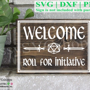 SVG D&D Welcome Roll for Initiative Sign PNG DXF, Cricut DnD File, Silhouette, Dungeons and Dragons, Dnd Sign Svg, DnD Doormat Svg, DnD Svgs