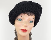Winter Wonderland 1940s High Astrakhan Fur Sculptural Hat