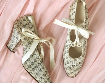 Rare Antique Rose Brocade Foxtrot Pumps | Museum Worthy Edwardian 1900s 1910s Heels