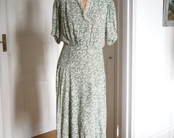 ワンピース 1940s Pale Blue Organdie Floral Dress Vintage 1940s Pale Blue Organdie Floral Maxi Length Dress - Etsy