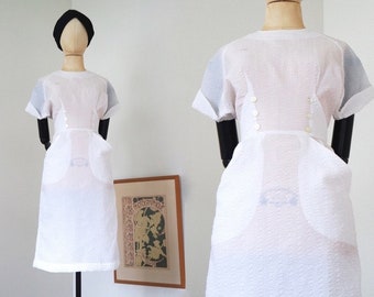 Uniform Vintage Dress Pockets and Elegant Buttons | Lady Diane of California