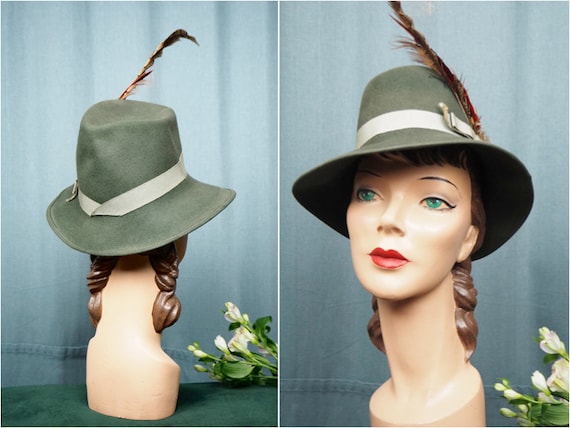 Forest Green 1940s Fedora Wool & Feathers Hunting
