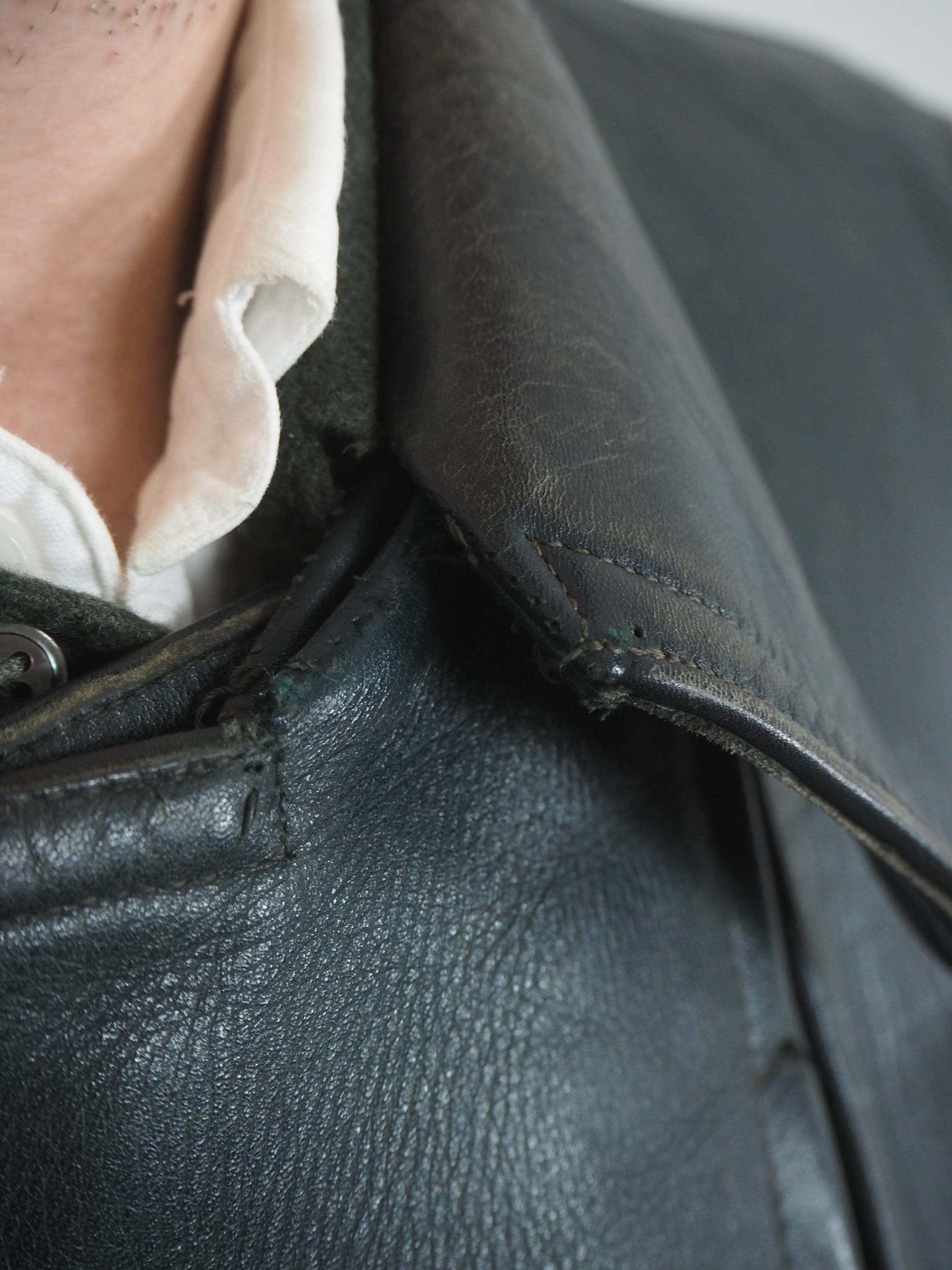 German 1940s Black Leather Jacket | belted Biker Model