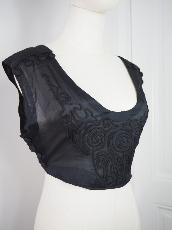 Antique Black Silk Bodice | Soutache Embroideries… - image 1