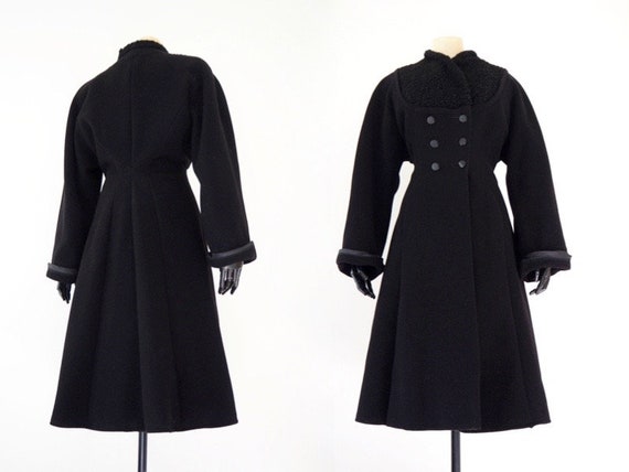 New Look 1940s Winter Black Wool Princess Coat