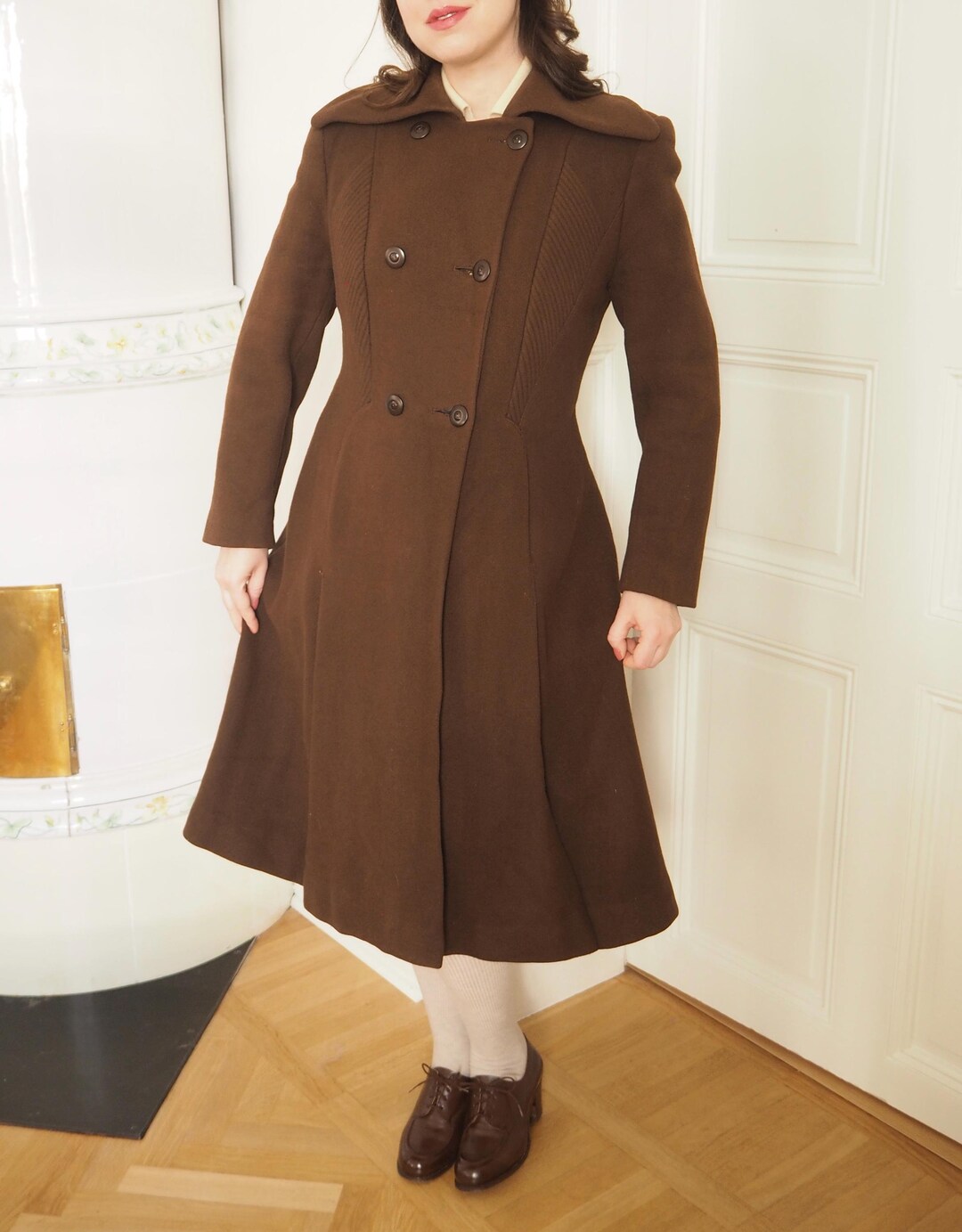 3954 Brown Patterned Coat