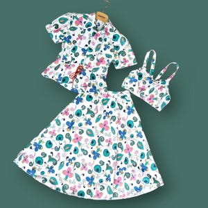 RARE 1940s Three Piece Set | Peplum Blouse, Sun Top & Skirt | Summer Vacation Wear Suit | Waist 27.5&quot;
