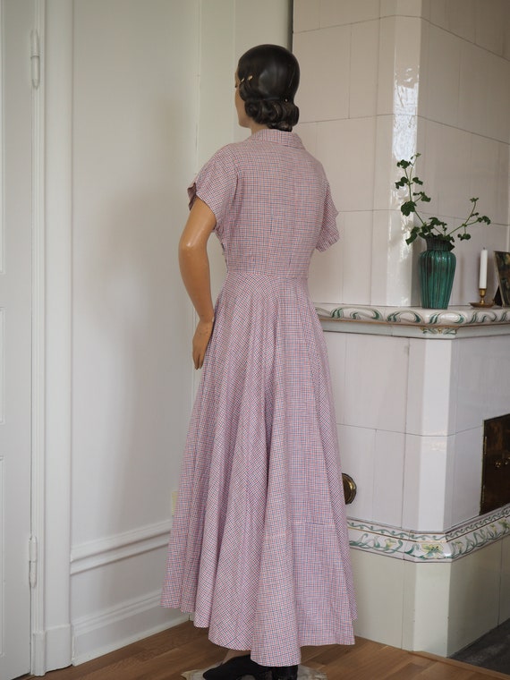 Plaid 1940s Cotton Gown | FULL CIRCLE Bias Cut Sk… - image 7