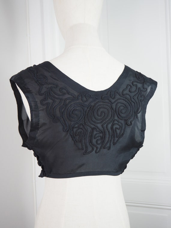 Antique Black Silk Bodice | Soutache Embroideries… - image 5