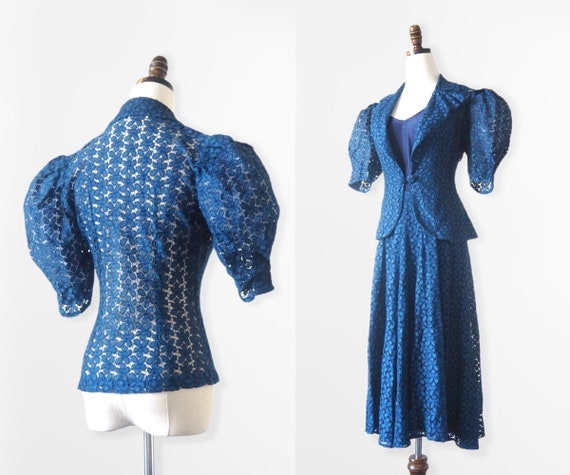 Lovely 1930s Blouse & Dress Set | Puffed Sleeves … - image 1