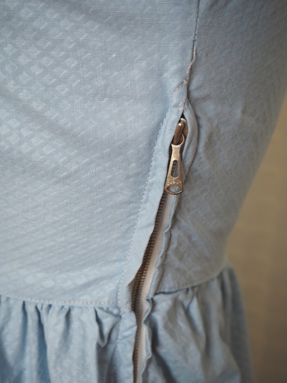 Light Blue Plaid 1940s Cotton Gown | Romantic Sum… - image 9