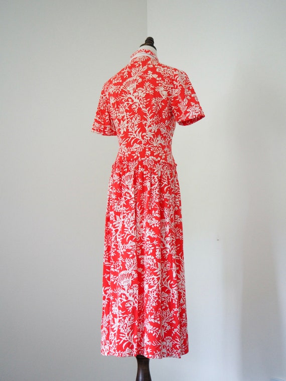 Tropical Summer 1940s Bedford Cotton Dress | OPEN… - image 3