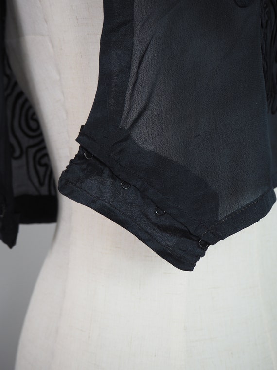 Antique Black Silk Bodice | Soutache Embroideries… - image 7