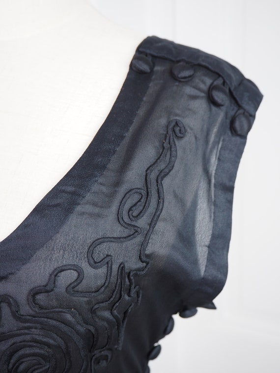 Antique Black Silk Bodice | Soutache Embroideries… - image 2