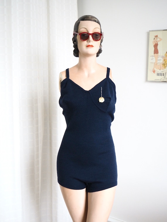 DEADSTOCK 1930s Pure Wool Swimsuit | Original Tag… - image 2