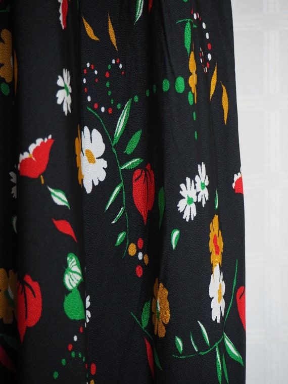 Dark Floral Bias Cut Gown | Butterfly Sleeves | 1… - image 9