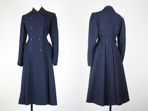 Rare Dark Blue Wool 1940s Utility Coat | Fit & Fla