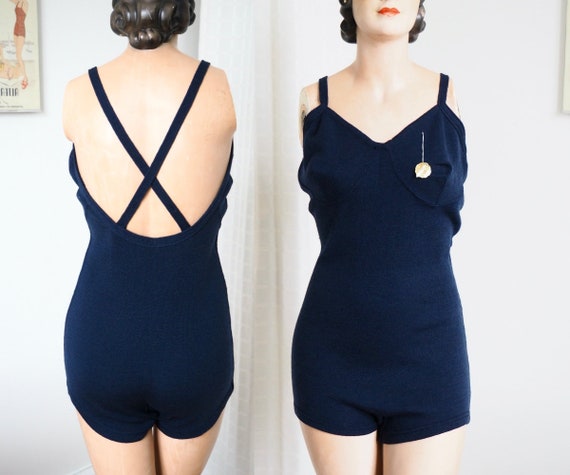 DEADSTOCK 1930s Pure Wool Swimsuit | Original Tag… - image 1
