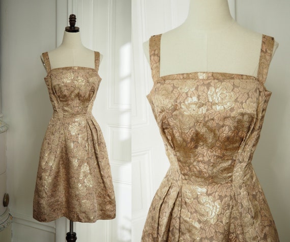 Brocade fit and flare cheap dress