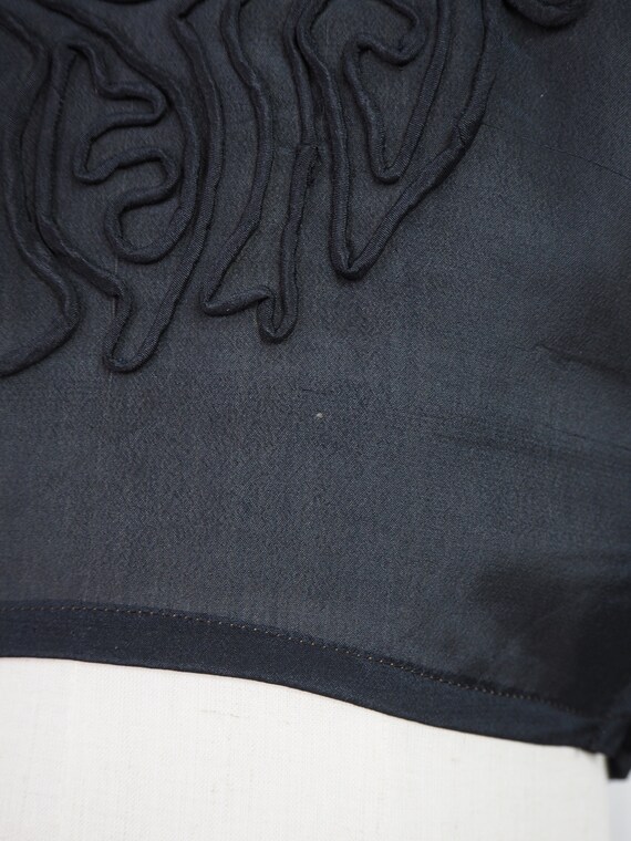 Antique Black Silk Bodice | Soutache Embroideries… - image 8