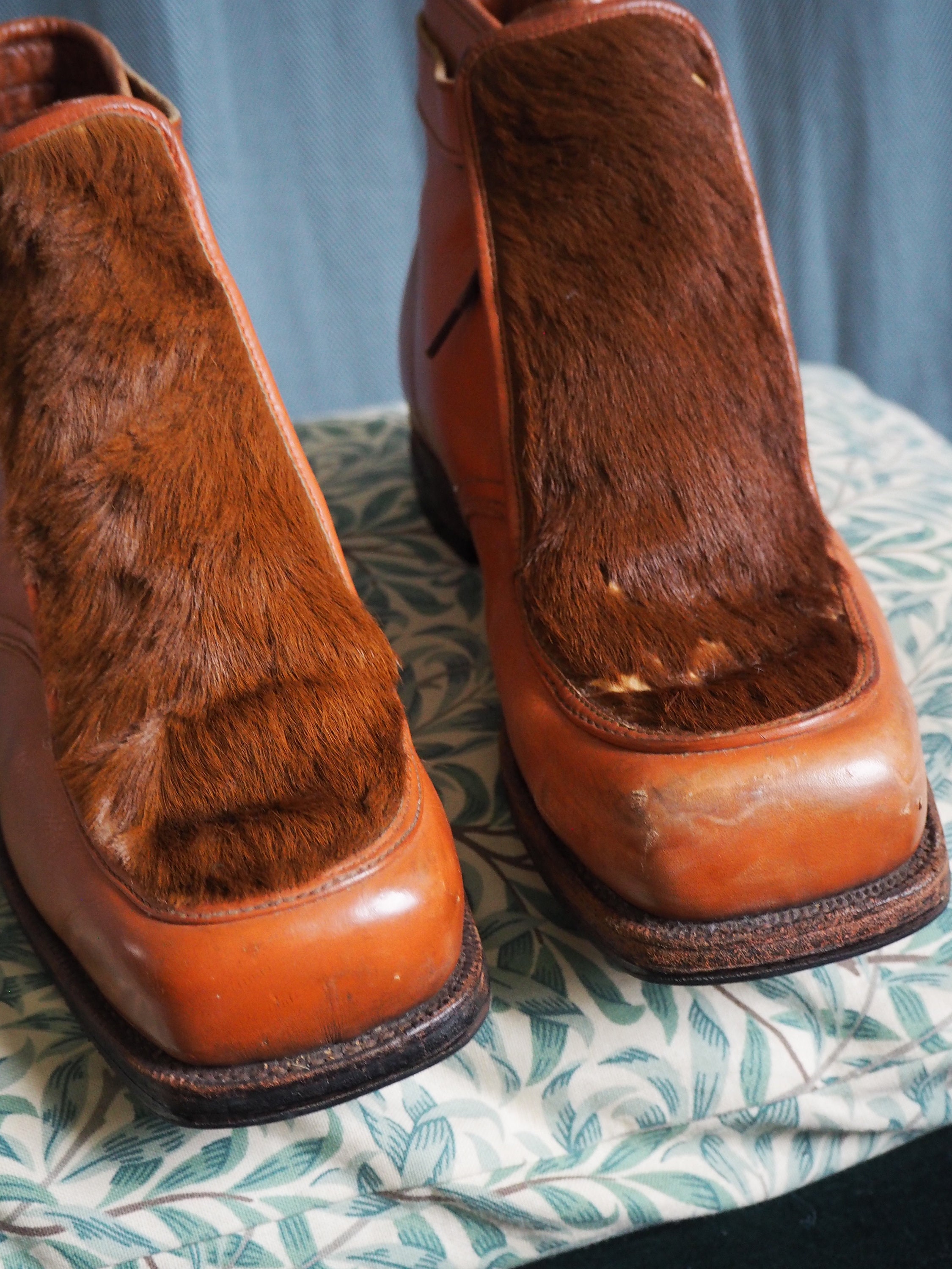 Cognac 1940s Winter Leather Lace Up Boots Fur Flap Never | Etsy