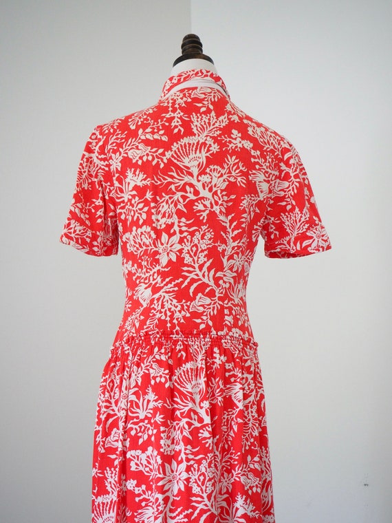 Tropical Summer 1940s Bedford Cotton Dress | OPEN… - image 4