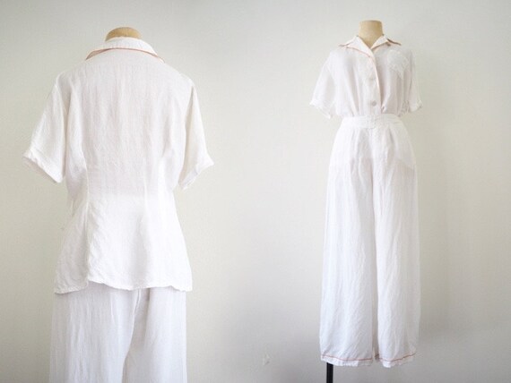 Garden Breakfast Elegant 1930s Pyjamas | High Wais