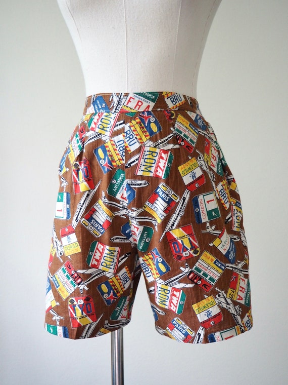 Travel Print AIRPLANES + Tickets | 1950s Shorts w… - image 4