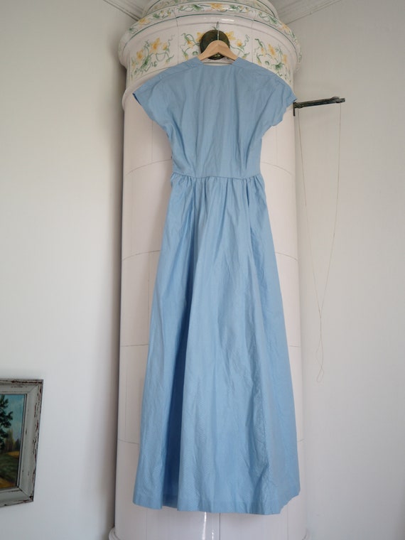 Light Blue Plaid 1940s Cotton Gown | Romantic Sum… - image 8