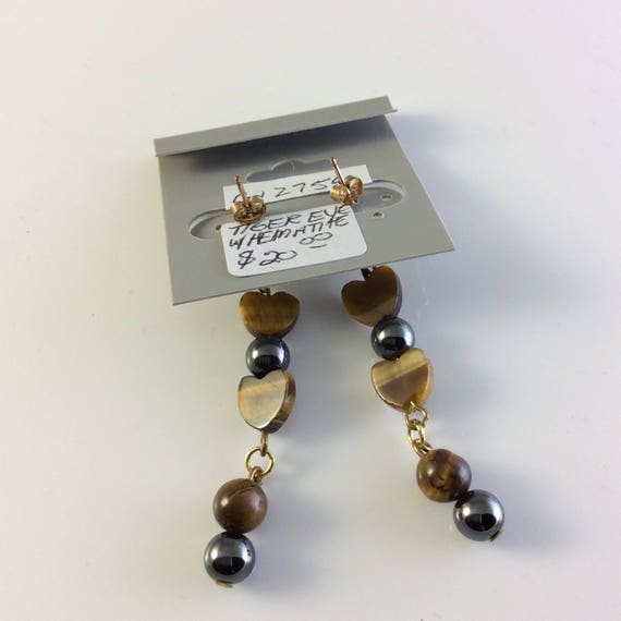 Tiger Eye with Hematite Beads Dangle Earrings -  … - image 6