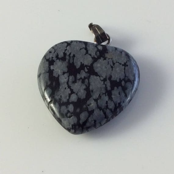 Snow Flake Obsidian from Utah Heart Shaped Pendant