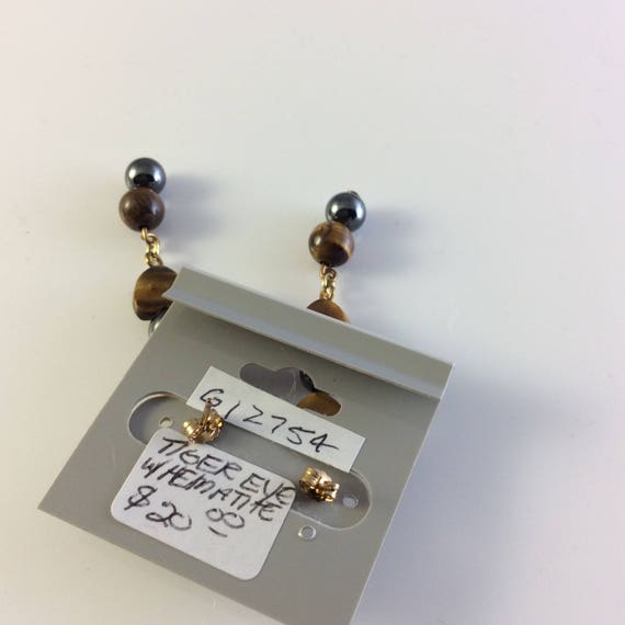 Tiger Eye with Hematite Beads Dangle Earrings -  … - image 7