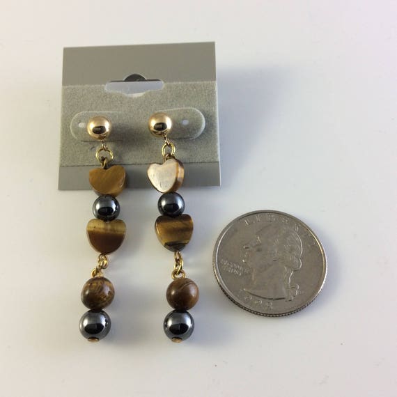Tiger Eye with Hematite Beads Dangle Earrings -  … - image 4