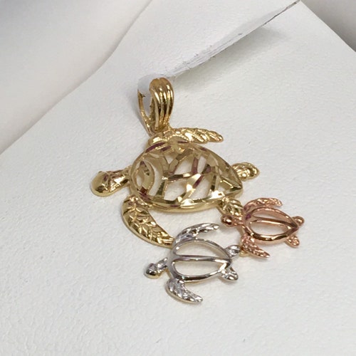 Turtles Pendant Three tones Gold 14k, Pendiente de Tortuga Oro 14k offers Tres Tonos.