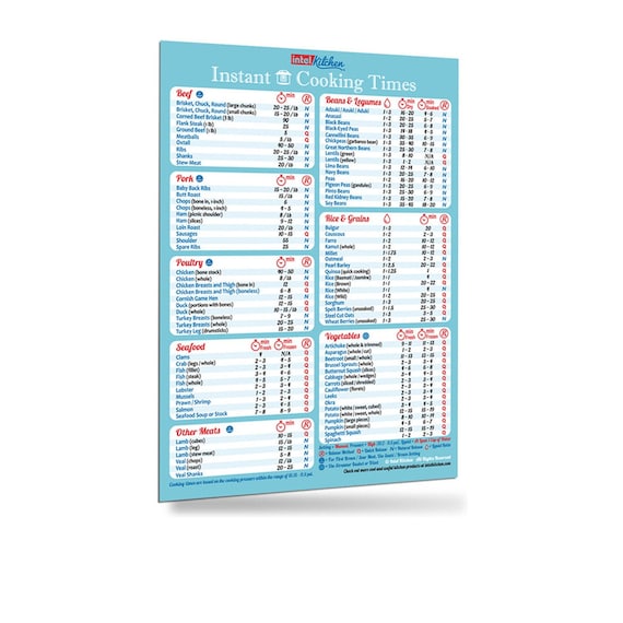 Instant Pot Cooking Times Cheat Sheet Chart 100 Food List All-in-one Magnet  8x11 Big Text Easy to Read Cookbook Recipes Accessories Gifts 