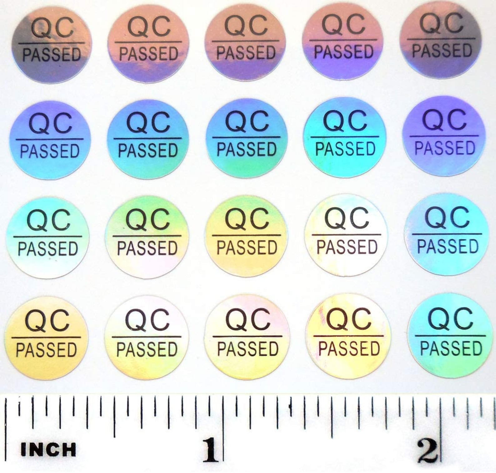 900 Green QC Pass Labels / 1,000 Laser Hologram Stickers / 500 Green OK