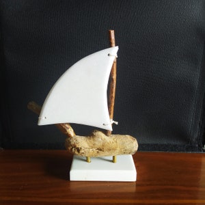 Driftwood and Marble Sail Boat Handmade Art Decoration image 8