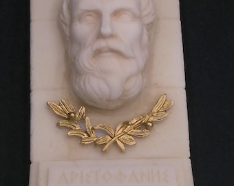 Relieve de alabastro del poeta griego antiguo Aristófanes, 4,34 pulgadas