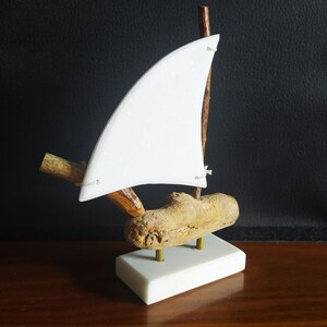 Driftwood and Marble Sail Boat Handmade Art Decoration image 9