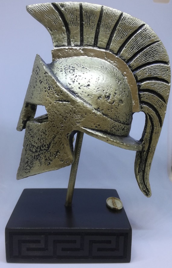Leonidas Helmet Statue Bronze Greek Spartan Alabaster Handmade Etsy